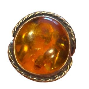 Vintage Russian Baltic Amber  Sterling Silver 925 MS Women's Ring
